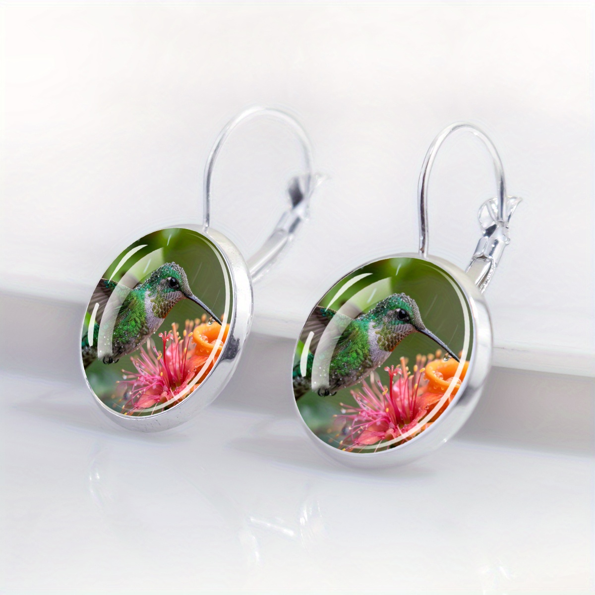 Rustic-Style Hummingbird Theme Earrings